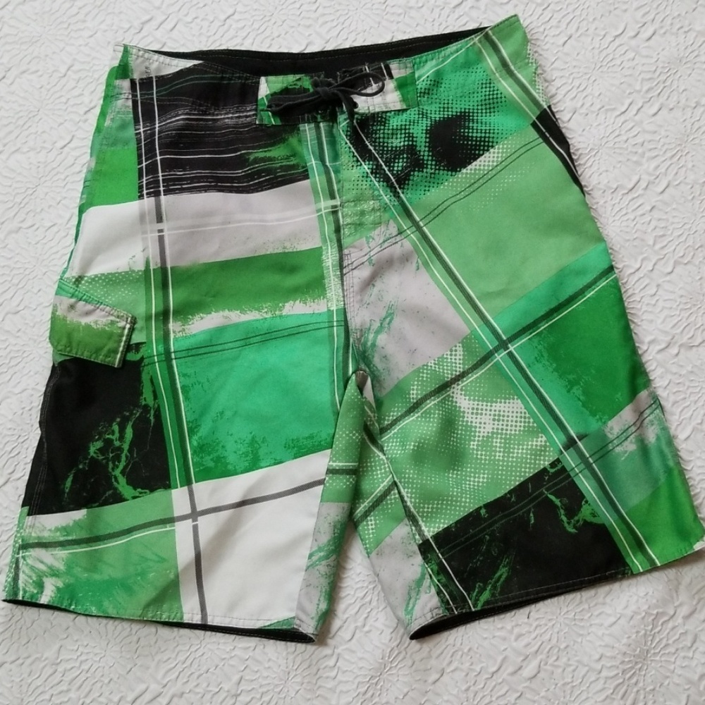 Burnside Men's color block tie swim trunks